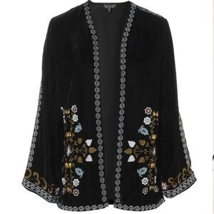 Topshop Embroidered Velvet Kimono Size 10